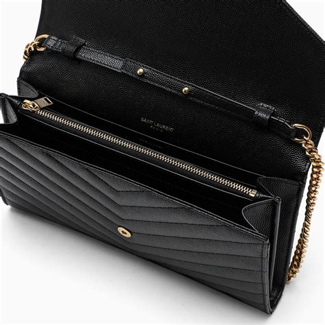 ysl black monogram chain wallet|saint laurent monogram quilted wallet.